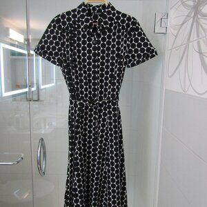 PESERICO Italy Black & White Polka Dotted Cotton Dress & Belt--Size 46/10